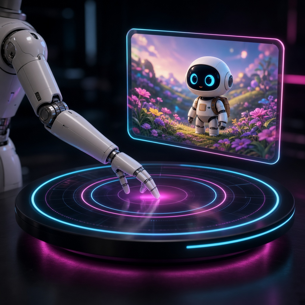 Mesa de IA gerando animação 3D